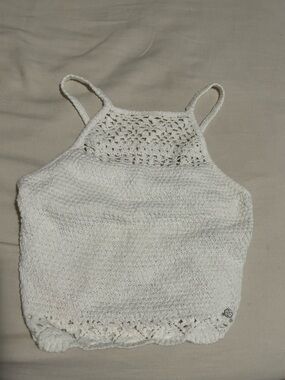 Hollister Crochet High-Neck White Tank Top